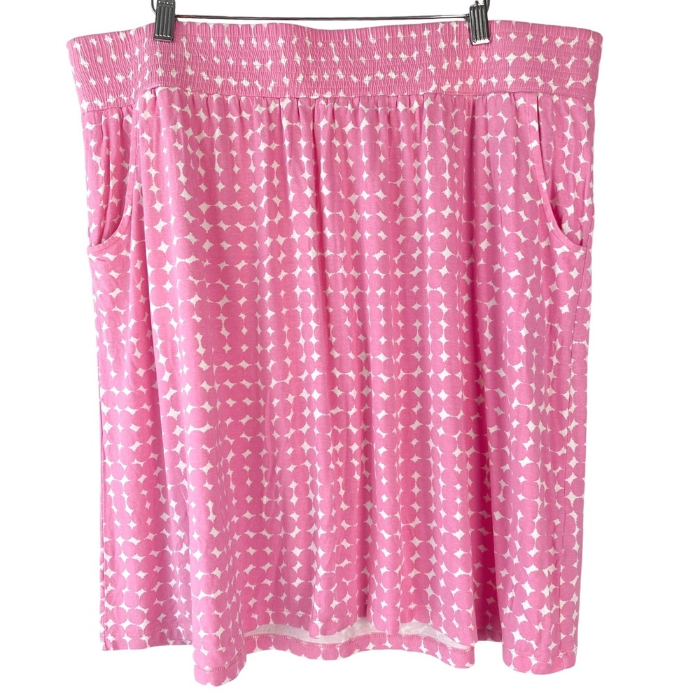 Boden Womens Geometric Jersey A Line Skirt 18L Pink Pull On Stretch Pockets